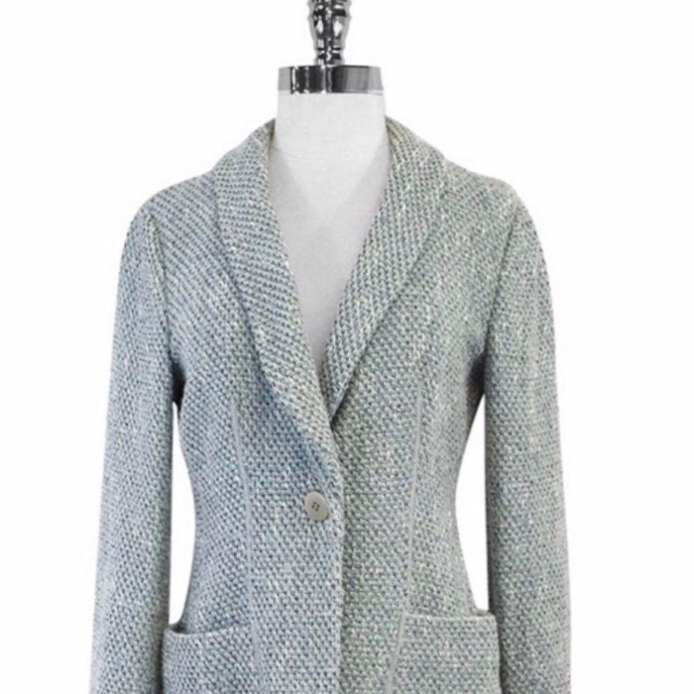 Armani Collezioni Blue and White Tweed Jacket